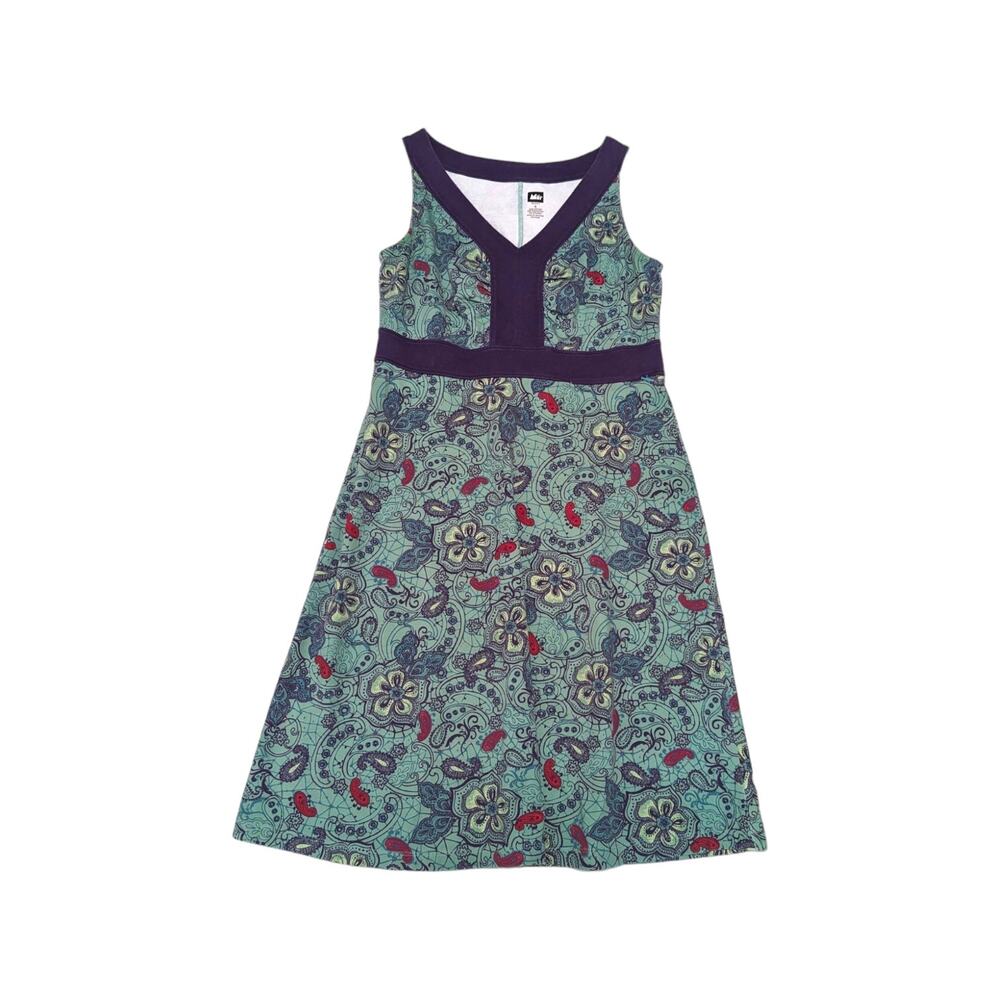 REI Co-Op Paisley Dress Sea Green Purple Sleeveless Gorpcore Womens Small Gorp